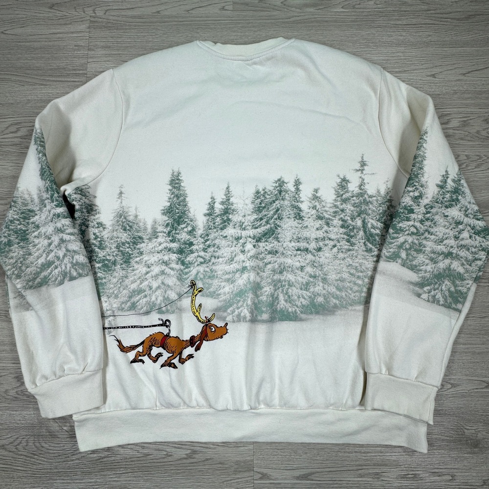 Mad Engine Mens Sweatshirt The Grinch Dr Seuss Christmas White XXL Fleece‎ - Picture 2 of 10
